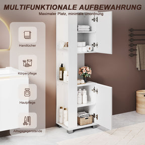 SONNI Badezimmerschrank mit Touch-LED-Beleuchtung, weißer Unterschrank mit 2 rechts öffnenden Türen und verstellbaren Einlegeböden, Geschlossen & Offenes Fach