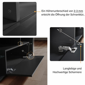 SONNI Lowboard  TV Board Hochglanz, mit LED Beleuchtung(12 Farben können eingestellt Werden), mit Klapptür, mit Glasregal, Griffloses Design - Sonni Sanitär GmbH