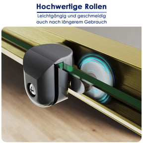 SONNI Duschtür Schiebetür Duschabtrennung Gebürstetes Gold Aluminiumrahmen ESG Glas 100–120 cm Höhe 185 cm - Sonni Sanitär GmbH