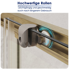 SONNI Duschkabine Eckeinstieg mit Schiebetür, gebürstetes Gold, 5mm ESG Sicherheitsglas, Aluminiumrahmen, 70-90 cm, Höhe 190cm, ohne Duschtasse - Sonni Sanitär GmbH