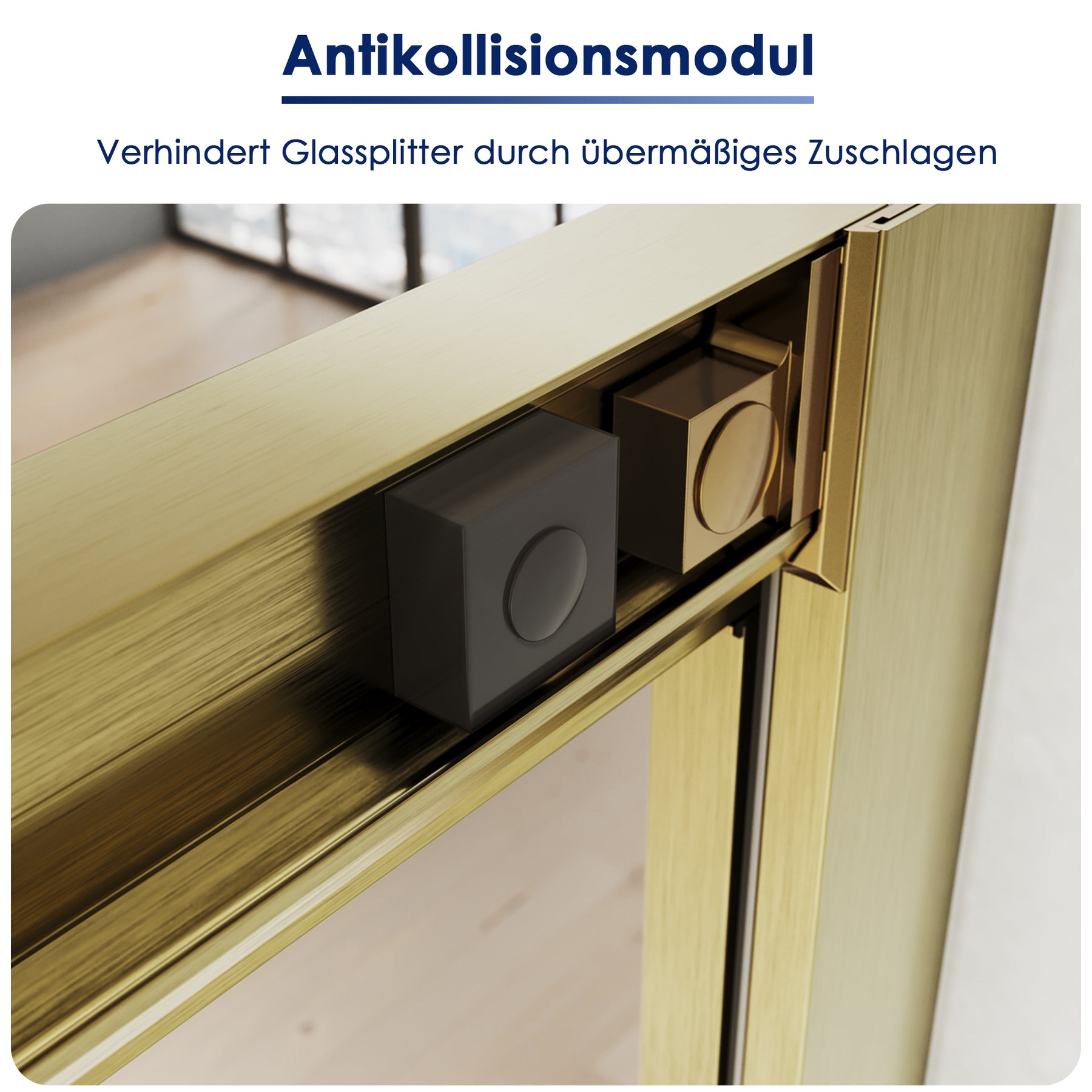 SONNI Duschtür Schiebetür Duschabtrennung Gebürstetes Gold Aluminiumrahmen ESG Glas 100–120 cm Höhe 185 cm - Sonni Sanitär GmbH