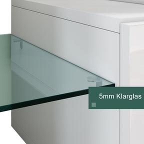 SONNI TV Schrank Weiss, TV Board Hochglanz, mit LED Beleuchtung(12 Farben können eingestellt Werden), mit Klapptür, mit Glasregal, Griffloses Design - Sonni Sanitär GmbH