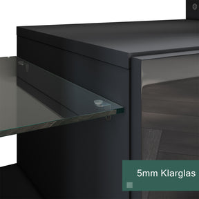 SONNI Lowboard  TV Board Hochglanz, mit LED Beleuchtung(12 Farben können eingestellt Werden), mit Klapptür, mit Glasregal, Griffloses Design - Sonni Sanitär GmbH