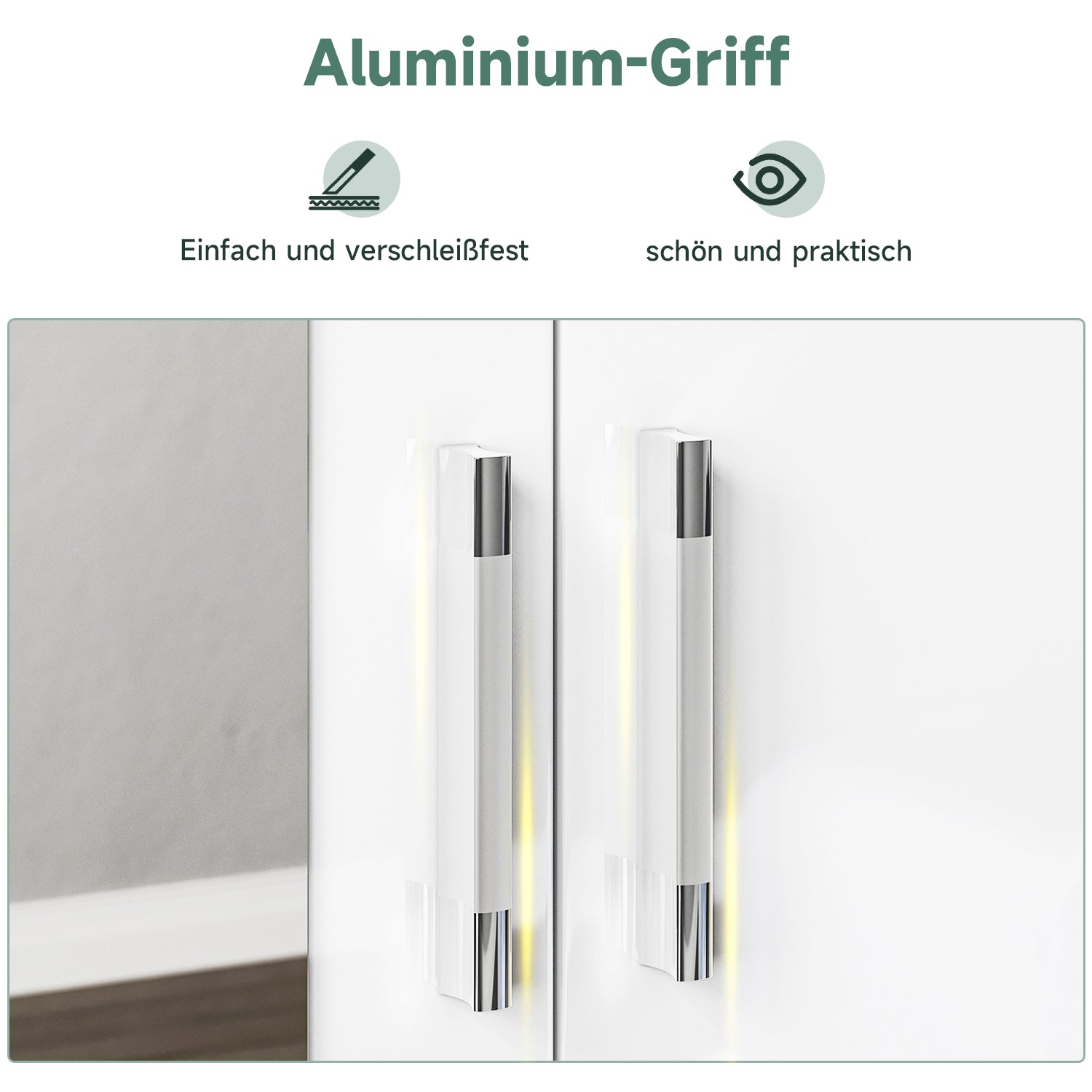 SONNI Modern Kleiderschrank 2-türig mit viel Stauraum, Vielseitiger Drehtürenschrank in Weiß mit Spiegeltür, Kleiner bis mittelgroßer Kleiderschrank