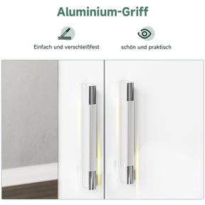 SONNI Modern Kleiderschrank 2-türig mit viel Stauraum, Vielseitiger Drehtürenschrank in Weiß mit Spiegeltür, Kleiner bis mittelgroßer Kleiderschrank
