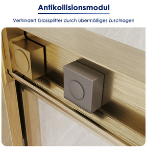 SONNI Duschkabine Eckeinstieg mit Schiebetür, gebürstetes Gold, 5mm ESG Sicherheitsglas, Aluminiumrahmen, 70-90 cm, Höhe 190cm, ohne Duschtasse - Sonni Sanitär GmbH