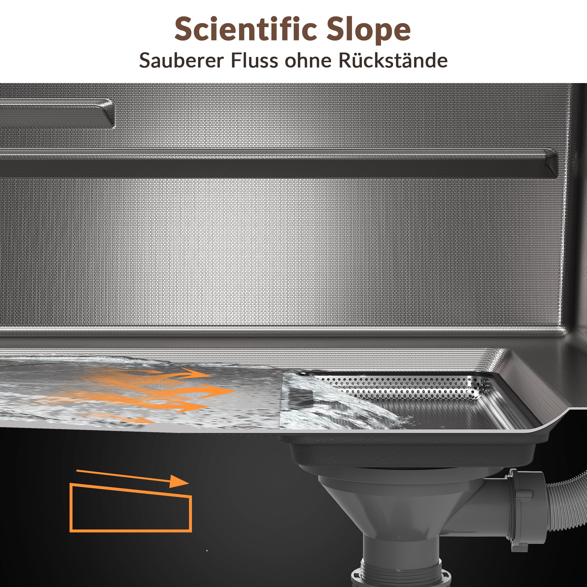 SONNI Küchenspüle Waschbecken Edelstahl 304, Nanosilber/Diamantschwarz, 70x44 cm, Einbauspüle mit 1 Becken, Unterbauspüle mit Abtropfkorb und Rechteckigem Abfallsieb - Sonni Sanitär GmbH