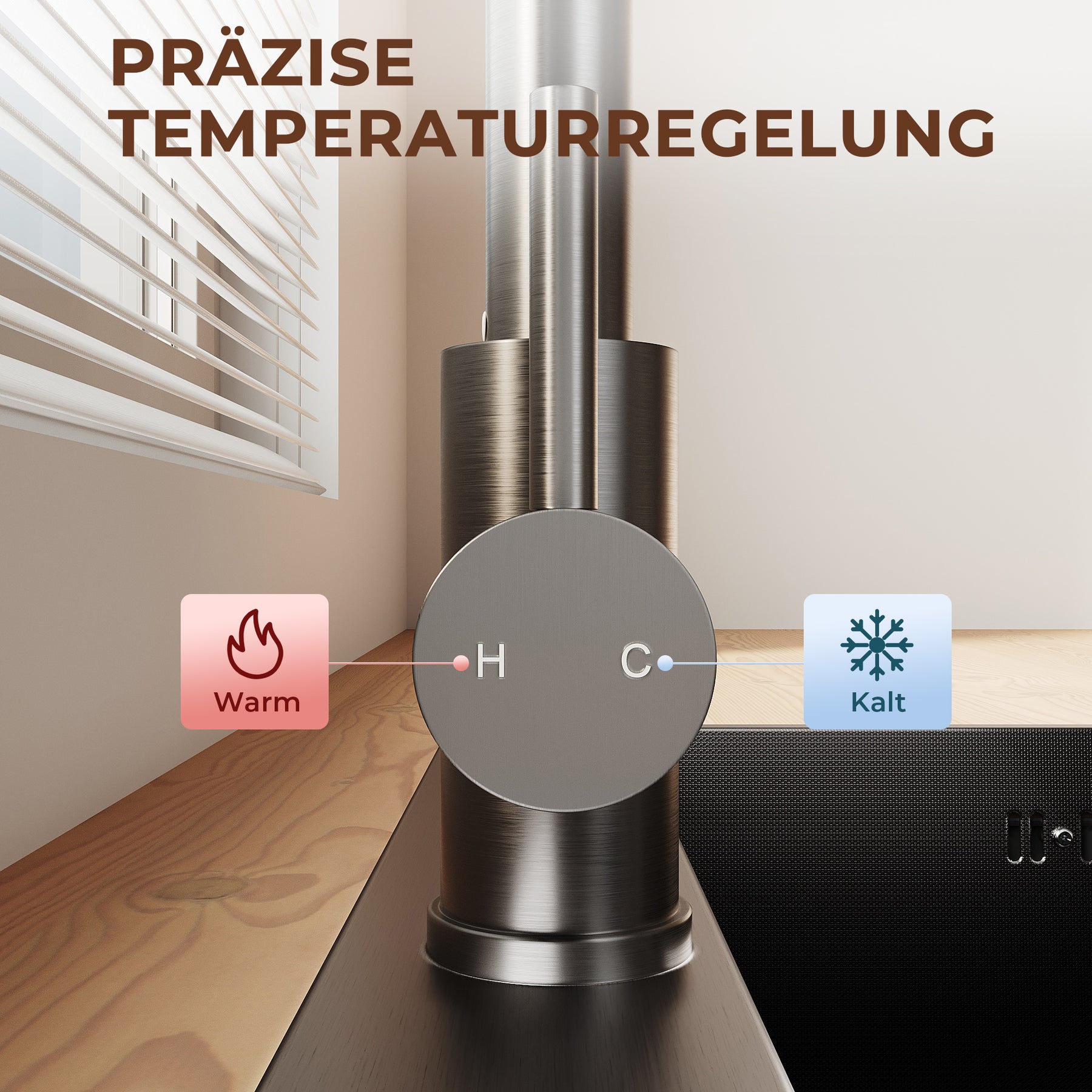 SONNI Waschtischarmatur mit Ausziehbrause, Edelstahl 3 Wasserflussmodi, automatische Rückstellfunktion G3/8 Silber