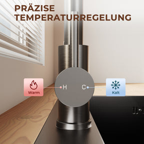 SONNI Waschtischarmatur mit Ausziehbrause, Edelstahl 3 Wasserflussmodi, automatische Rückstellfunktion G3/8 Silber