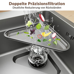 SONNI Waschbecken Küchenspüle 304 SUS Edelstahl, 70×43 cm, Einbauspüle mit 1 Becken, Unterbauspüle, mit Abtropfkorb und Dreieckigem Abfallsieb, Schmale Seite - Sonni Sanitär GmbH