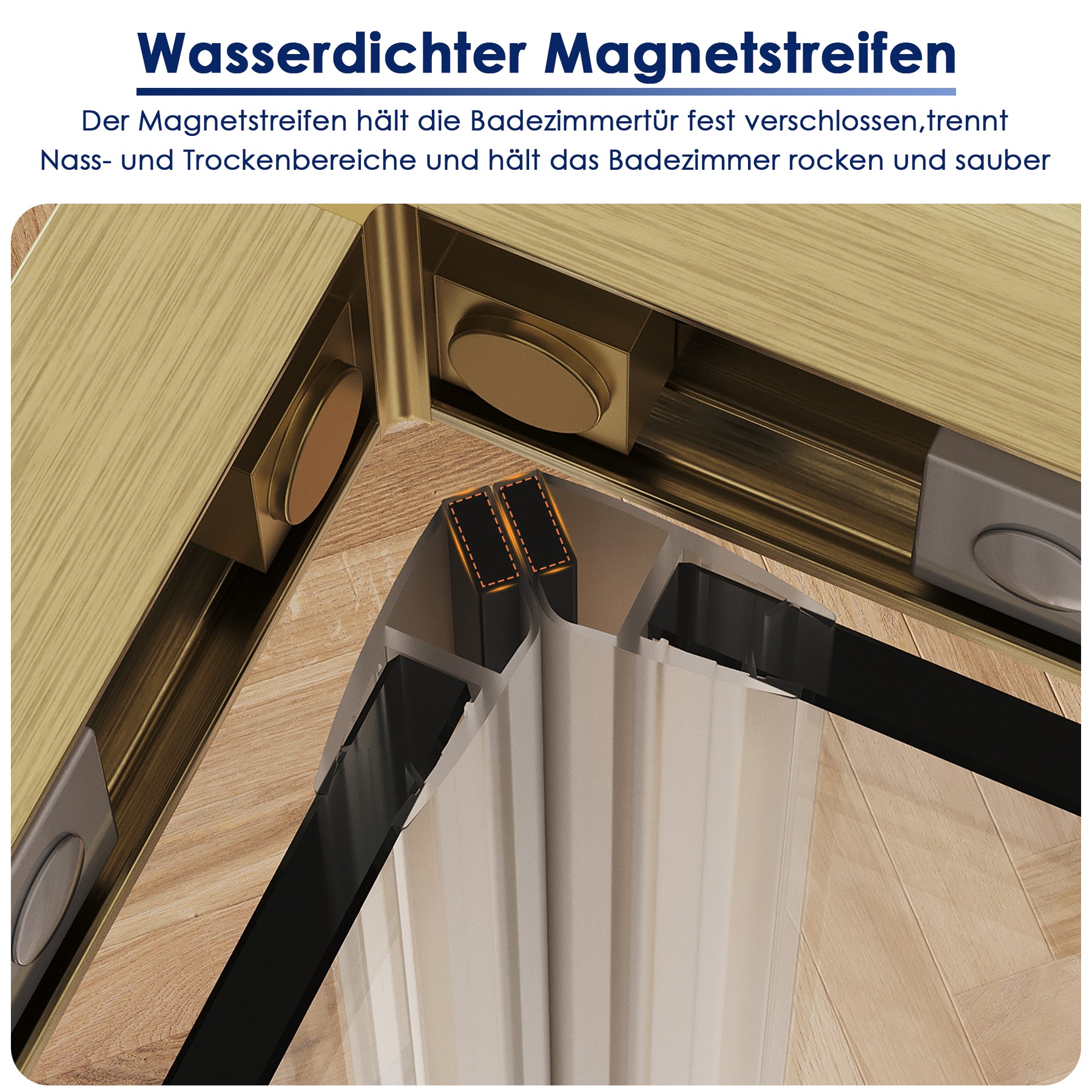 SONNI Duschkabine Eckeinstieg mit Schiebetür, gebürstetes Gold, 5mm ESG Sicherheitsglas, Aluminiumrahmen, 70-90 cm, Höhe 190cm, ohne Duschtasse - Sonni Sanitär GmbH