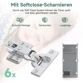 SONNI Modern Kleiderschrank 2-türig mit viel Stauraum, Vielseitiger Drehtürenschrank in Weiß mit Spiegeltür, Kleiner bis mittelgroßer Kleiderschrank
