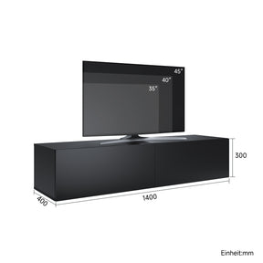 SONNI Lowboard,TV Board weiß/Schwarz hochglänzend hängend TV Schrank mit LED-Beleuchtung (12 Farben einstellbar), griffloses Design