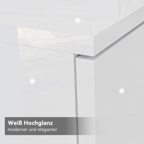 SONNI TV Board Weiss Griffloses Design TV Schrank Hochglanz mit LED Beleuchtung (12 Farben können eingestellt Werden)