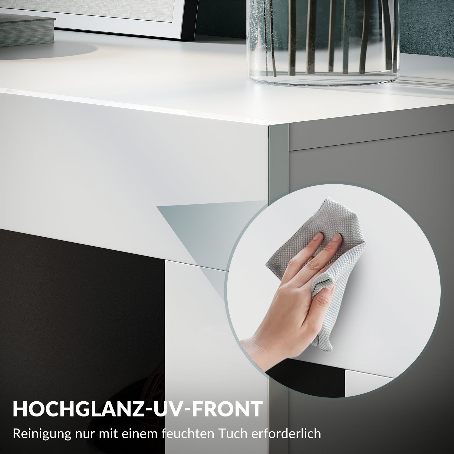 SONNI Sideboard, Küchenschrank, mit LED Beleuchtung(12 Farben können eingestellt Werden) Weiß Hochglanz Aufbewahrungsschrank, für Küche,Wohnzimmer,Esszimmer