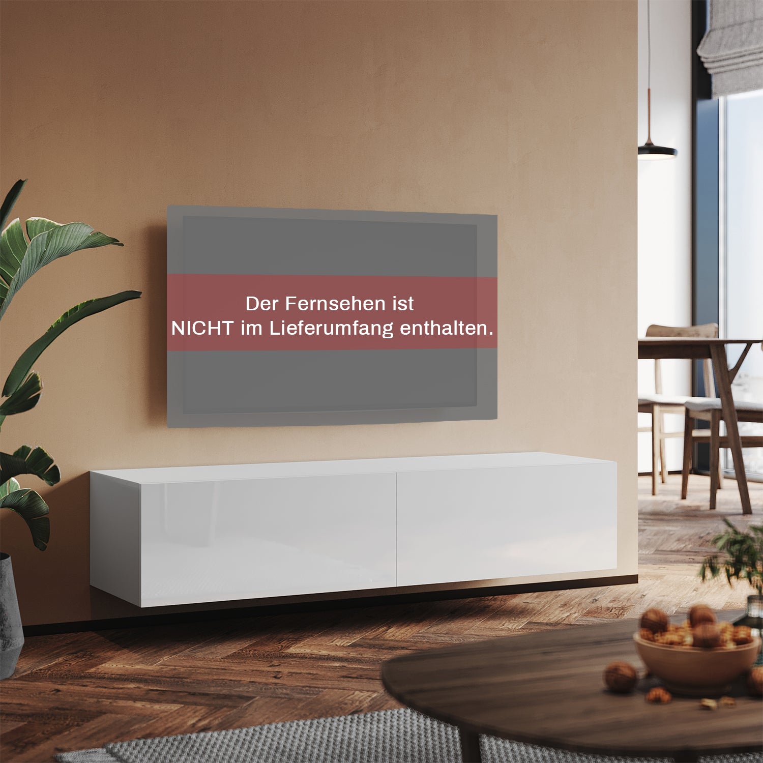 SONNI Lowboard TV Schrank weiß TV Board hängend 140x40x30cm Fernsehtisch
