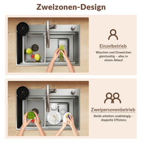 SONNI Spülbecken Küchenspüle 304 Edelstahl 70×45 cm, Einbauspüle mit 1 Becken, Unterbauspüle Silber, inkl. Abtropfkorb & Abflusssieb, 3-Loch Breitkante - Sonni Sanitär GmbH