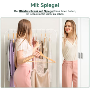 SONNI Modern Kleiderschrank 2-türig mit viel Stauraum, Vielseitiger Drehtürenschrank in Weiß mit Spiegeltür, Kleiner bis mittelgroßer Kleiderschrank