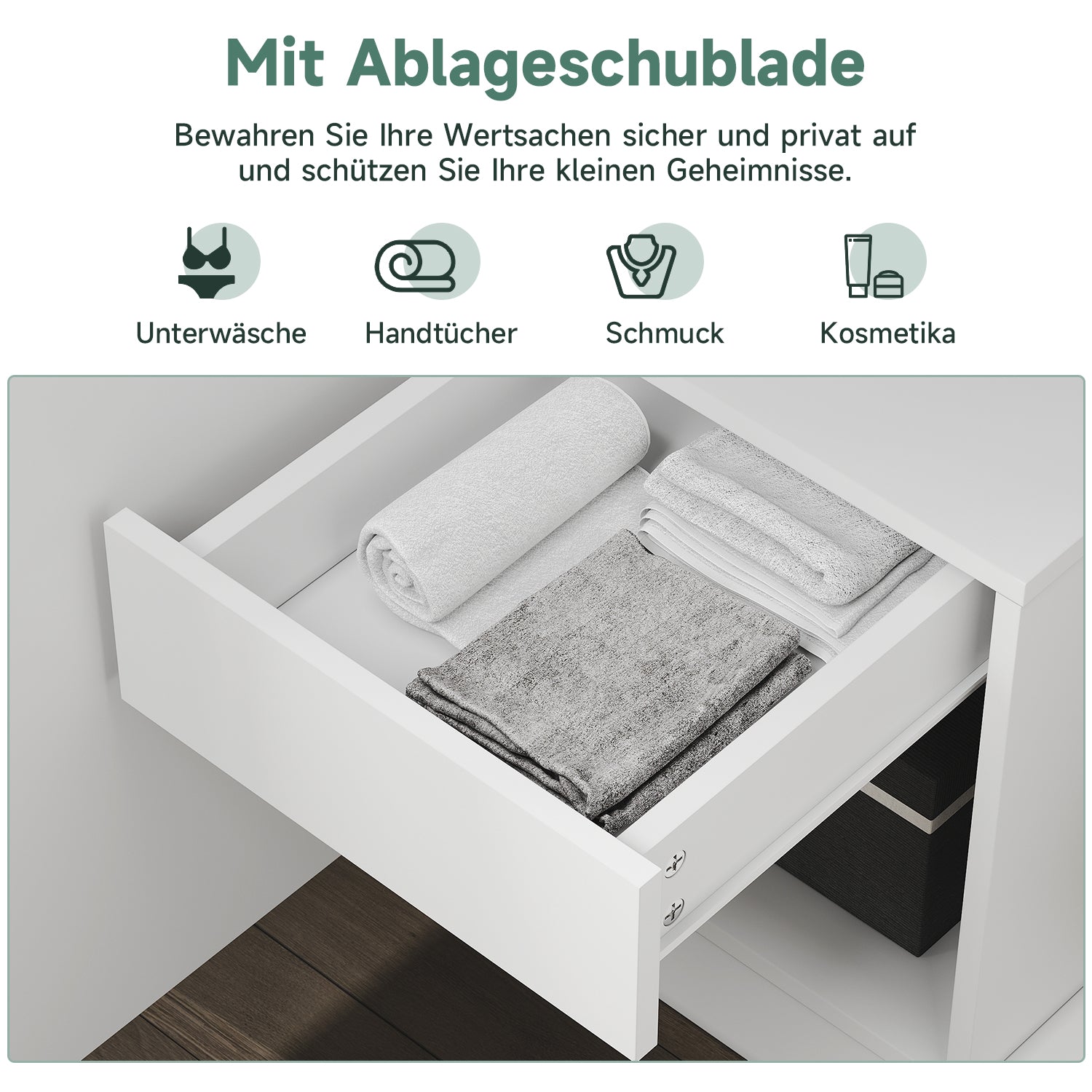 SONNI Modern Kleiderschrank 2-türig mit viel Stauraum, Vielseitiger Drehtürenschrank in Weiß mit Spiegeltür, Kleiner bis mittelgroßer Kleiderschrank