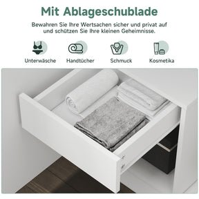 SONNI Modern Kleiderschrank 2-türig mit viel Stauraum, Vielseitiger Drehtürenschrank in Weiß mit Spiegeltür, Kleiner bis mittelgroßer Kleiderschrank