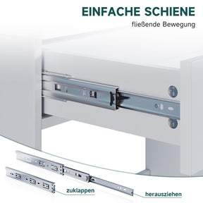 SONNI Schminktisch mit Hocker Spiegel, Kosmetiktisch mit Schubladen für Schlafzimmer, Frisiertisch Schreibtisch aus MFC und Massivholz, Kinderleichte Montage, Weiß