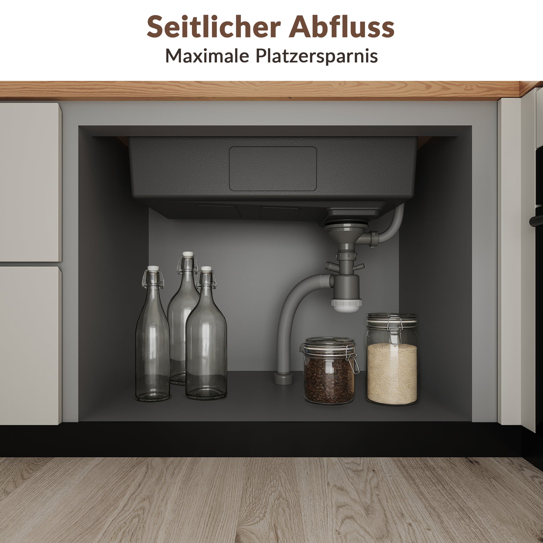 SONNI Spülbecken Küchenspüle 304 Edelstahl 70×45 cm, Einbauspüle mit 1 Becken, Unterbauspüle Silber, inkl. Abtropfkorb & Abflusssieb, 3-Loch Breitkante - Sonni Sanitär GmbH