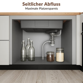 SONNI Waschbecken Küchenspüle 304 SUS Edelstahl, 70×48 cm, Einbauspüle mit 1 Becken, Unterbauspüle, mit Abtropfkorb und Dreieckigem Abfallsieb, 3-Loch Breitkante - Sonni Sanitär GmbH