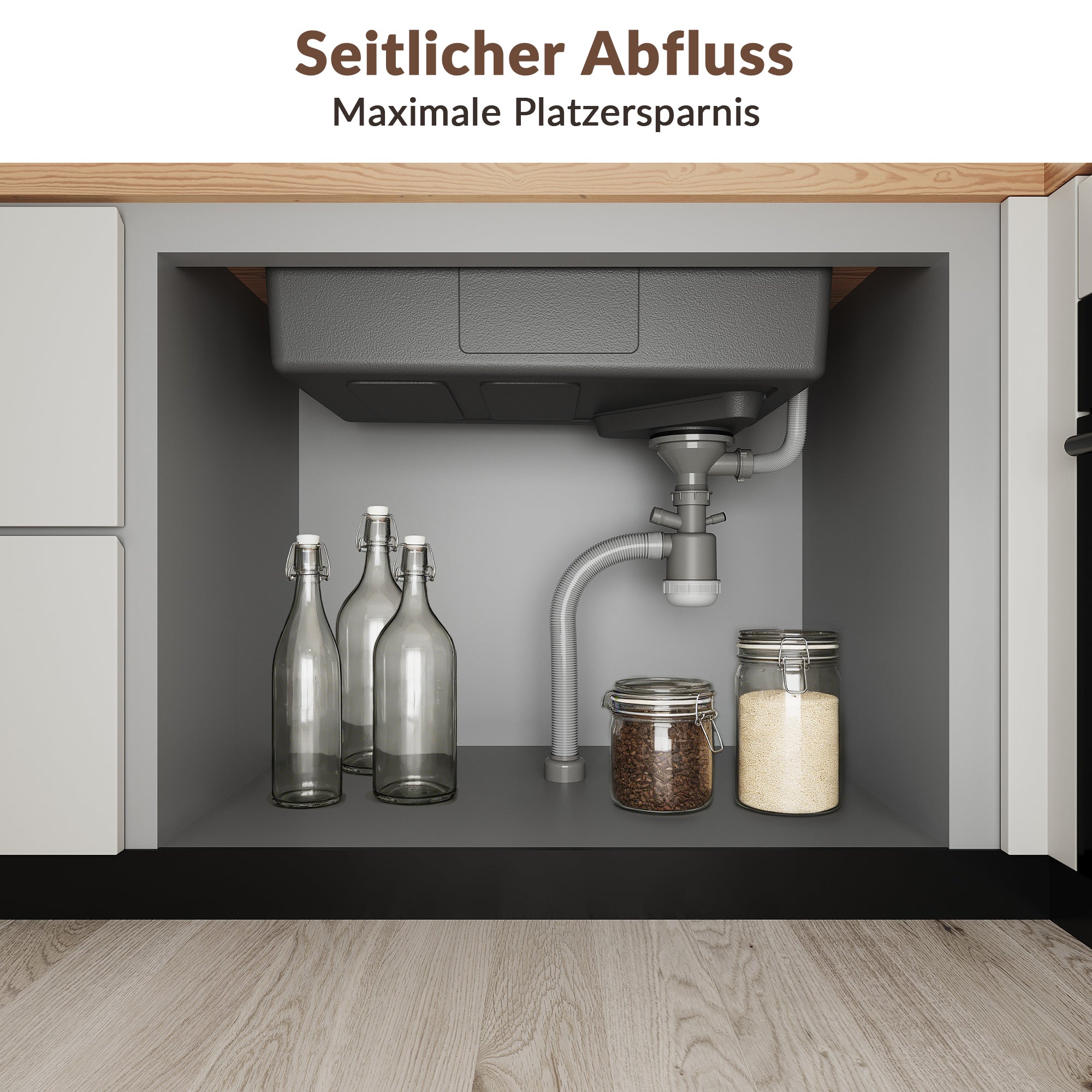 SONNI Waschbecken Küchenspüle 304 SUS Edelstahl, 70×48 cm, Einbauspüle mit 1 Becken, Unterbauspüle, mit Abtropfkorb und Dreieckigem Abfallsieb, 3-Loch Breitkante - Sonni Sanitär GmbH