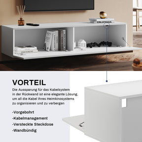 SONNI Lowboard TV Schrank weiß TV Board hängend 140x40x30cm Fernsehtisch