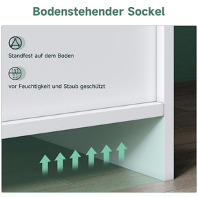SONNI Modern Kleiderschrank 2-türig mit viel Stauraum, Vielseitiger Drehtürenschrank in Weiß mit Spiegeltür, Kleiner bis mittelgroßer Kleiderschrank