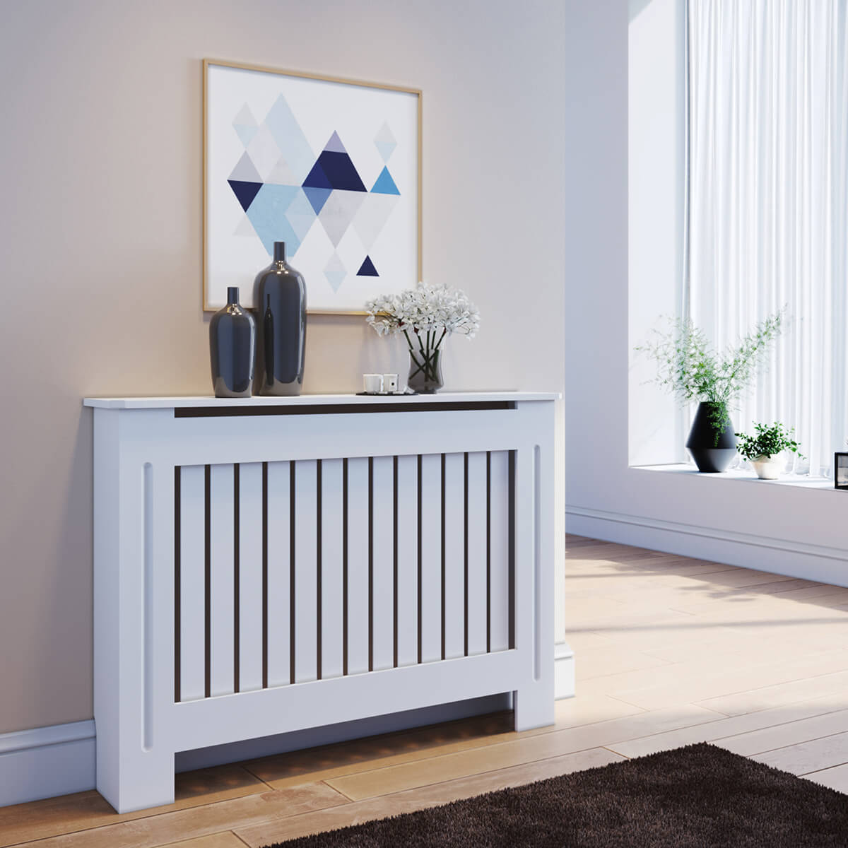 SONNI Heizkörperverkleidung Weiß Abdeckung Heizungsverkleidung Heizkörper MDF 112cm*19cm*81cm - Sonni Sanitär GmbH