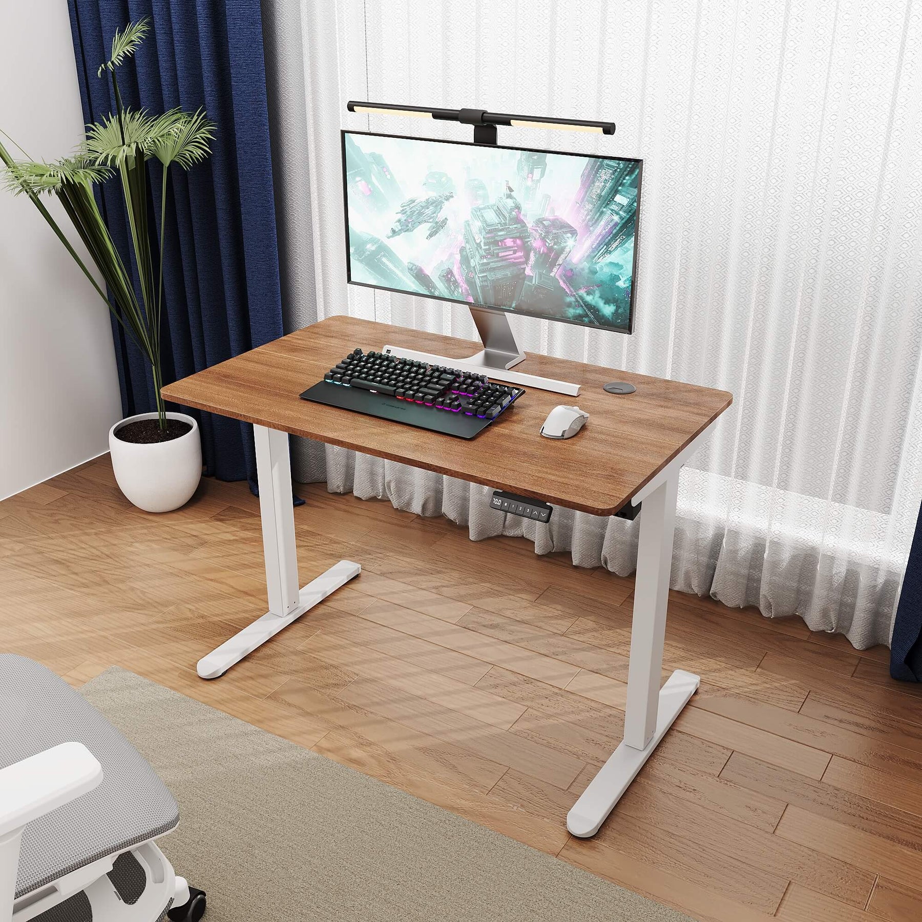 SONNI Elektrisch Höhenverstellbarer Schreibtisch Bürstenloser Motor mit 3 Memory-Funktionen, Anti-Kollisionssystem & Kabelmanagement, Steh-Sitz Tisch für Homeoffice, 60KG Traglast