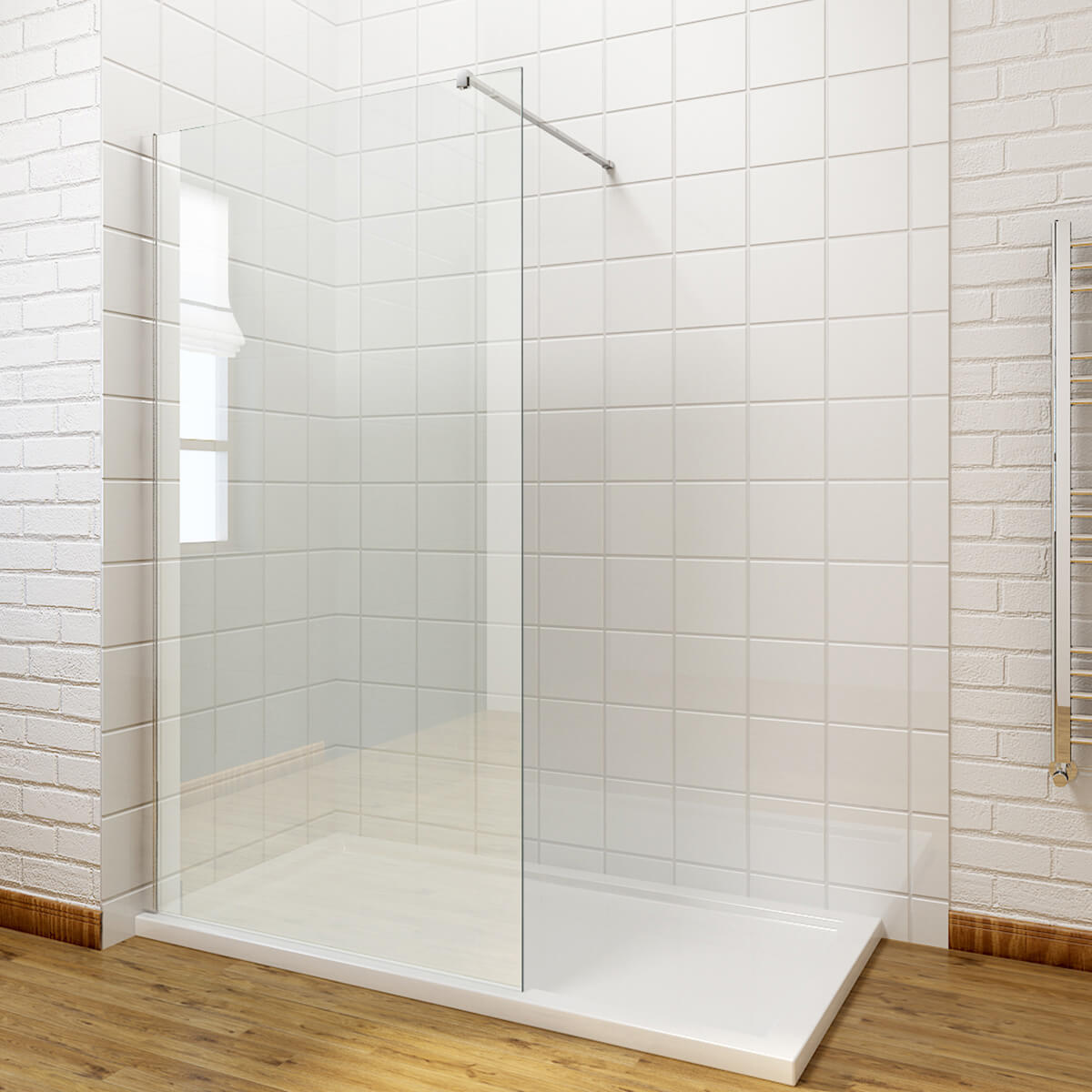 SONNI Walk In/ Begehbare Dusche Duschabtrennung Duschwand Nano Klarglas Glasstärke 8mm Breite 70-120cm