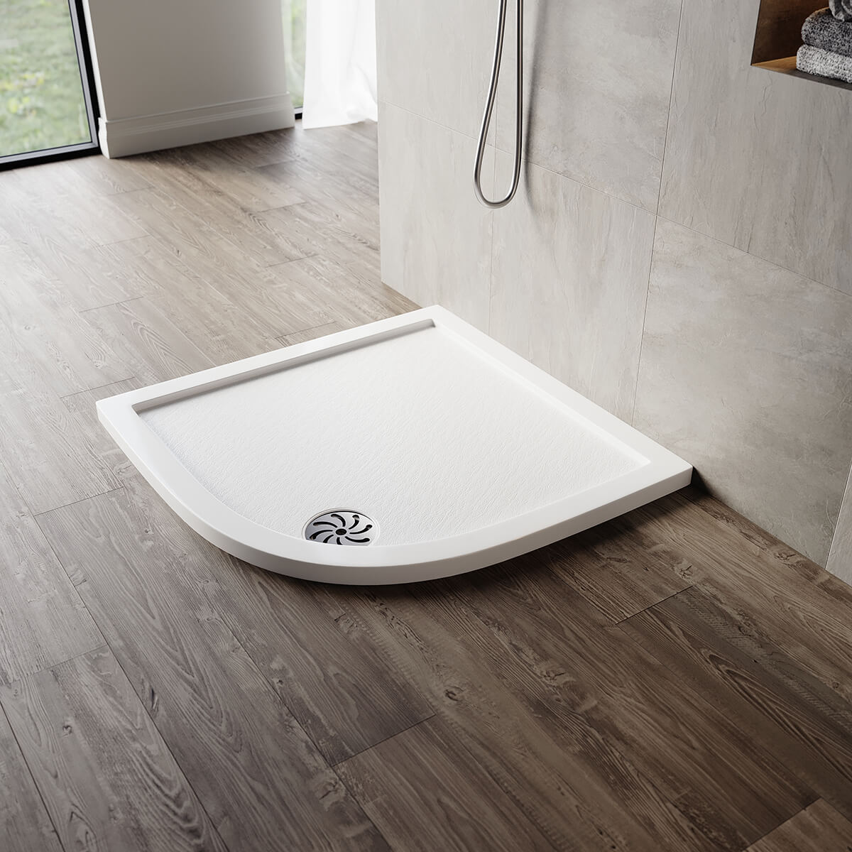 SONNI Oval Duschtasse - Niedrigprofil Duschwanne mit 550 mm Radius, Extra Flach, SMC, Inklusive Ablaufgarnitur - Sonni Sanitär GmbH