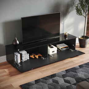 SONNI Lowboard,TV Board weiß/Schwarz hochglänzend hängend TV Schrank mit LED-Beleuchtung (12 Farben einstellbar), griffloses Design