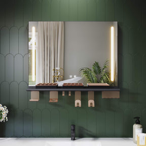 SONNI Badezimmerspiegel mit Beleuchtung 80x60 cm, LED Badspiegel mit Ablage, 3 einstellbare Lichtfarbe, Anti-Beschlag Wandspiegel mit Touchschalter