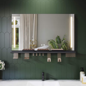 SONNI Badezimmerspiegel mit Beleuchtung 100x60 cm, LED Badspiegel mit Ablage, 3 einstellbare Lichtfarbe, Anti-Beschlag Wandspiegel mit Touchschalter