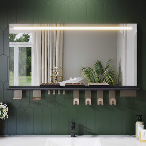 SONNI Badezimmerspiegel mit Beleuchtung 120x60 cm, LED Badspiegel mit Ablage, 3 einstellbare Lichtfarbe, Anti-Beschlag Wandspiegel mit Touchschalter