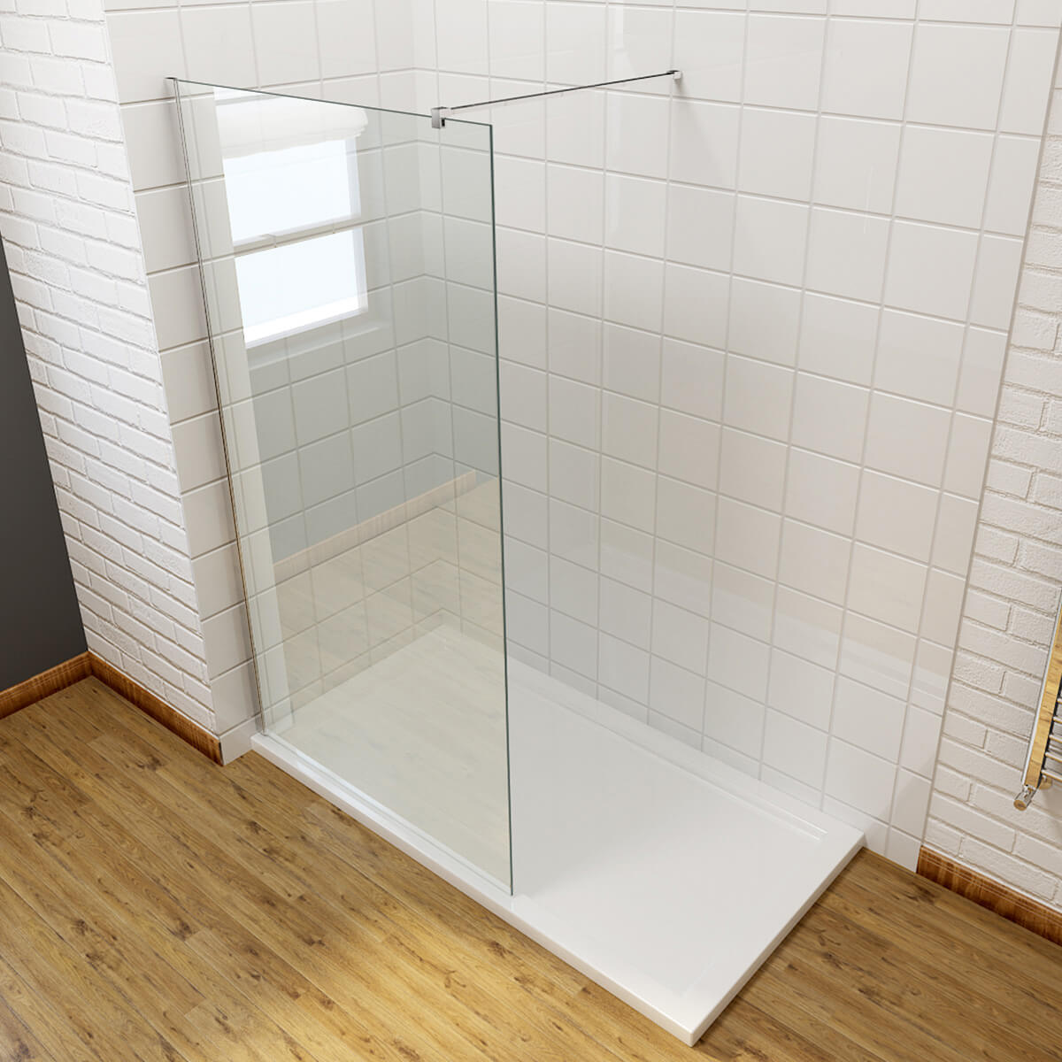 SONNI Walk In/ Begehbare Dusche Duschabtrennung Duschwand Nano Klarglas Glasstärke 8mm Breite 70-120cm