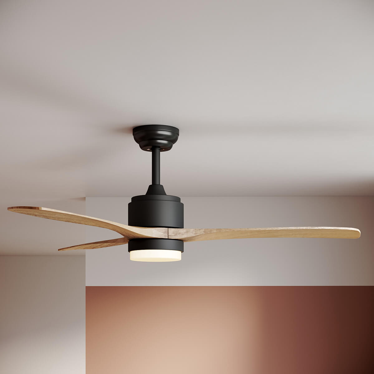 SONNI Deckenventilator mit Beleuchtung und Fernbedienung, 132 cm/, 5 Geschwindigkeiten, 3-Farben-Licht, DC-Motor/35W, Leise, Sommer-Winterbetrieb