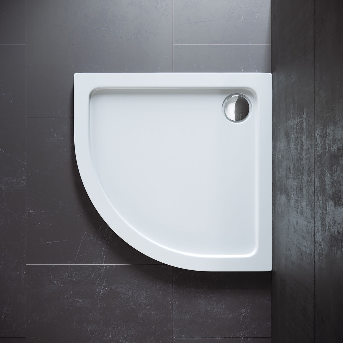 SONNI Oval Duschtasse  Niedrigprofil Duschwanne mit 550 mm Radius, Extra Flach, ABS-Acryl-Paneel, Inklusive Ablaufgarnitur - Sonni Sanitär GmbH