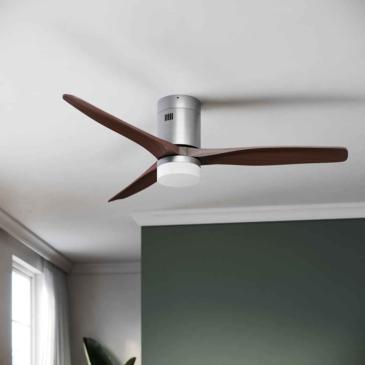 SONNI Deckenventilator mit Beleuchtung und Fernbedienung, 132 cm/, 5 Geschwindigkeiten, 3-Farben-Licht, DC-Motor/35W, Leise, Sommer-Winterbetrieb