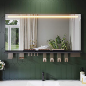 SONNI Badezimmerspiegel mit Beleuchtung 120x60 cm, LED Badspiegel mit Ablage, 3 einstellbare Lichtfarbe, Anti-Beschlag Wandspiegel mit Touchschalter