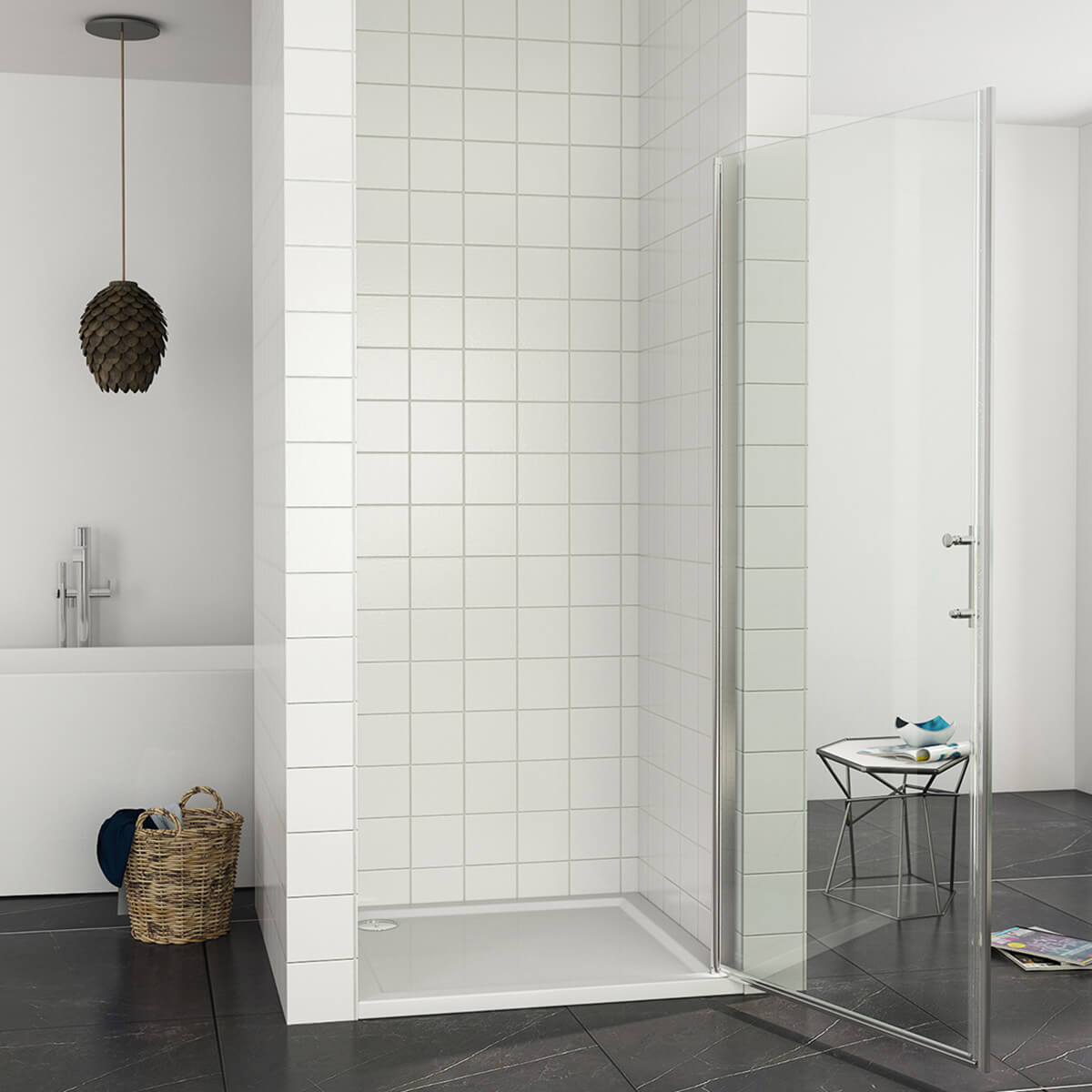 SONNI Dusche Nischentür Duschtür ESG Glastür mit Nano Beschichtung 70-90cm Höhe 185/195cm
