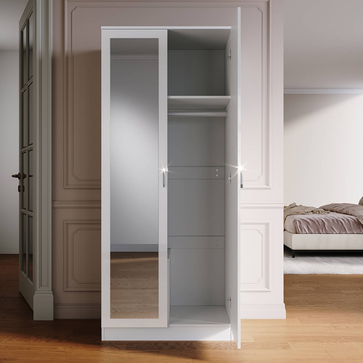 SONNI Modern Kleiderschrank 2-türig mit viel Stauraum, Vielseitiger Dr