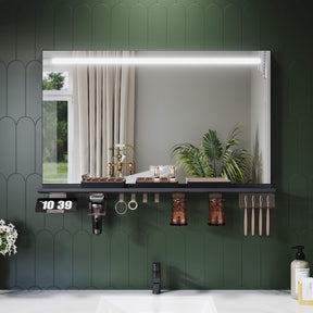 SONNI Badezimmerspiegel mit Beleuchtung 100x60 cm, LED Badspiegel mit Ablage, 3 einstellbare Lichtfarbe, Anti-Beschlag Wandspiegel mit Touchschalter