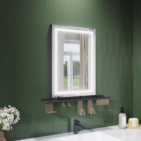 SONNI Badspiegel mit Beleuchtung 50x70cm mit Ablage, Touch Badezimmerspiegel 3 Lichtfarben, Anti-Beschlag & Gedächtnisfunktion