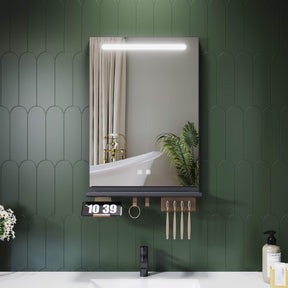 SONNI Badezimmerspiegel mit Beleuchtung 50x70 cm, LED Badspiegel mit Ablag, 3 einstellbare Lichtfarbe, Anti-Beschlag Wandspiegel mit Touchschalter