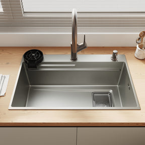 SONNI Spülbecken Küchenspüle 304 Edelstahl 70×45 cm, Einbauspüle mit 1 Becken, Unterbauspüle Silber, inkl. Abtropfkorb & Abflusssieb, 3-Loch Breitkante - Sonni Sanitär GmbH