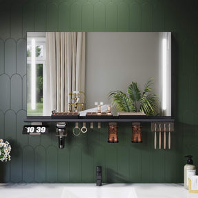 SONNI Badezimmerspiegel mit Beleuchtung 100x60 cm, LED Badspiegel mit Ablage, 3 einstellbare Lichtfarbe, Anti-Beschlag Wandspiegel mit Touchschalter